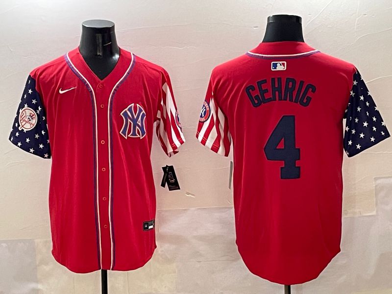 Men New York Yankees 4 Gehrig Red a generation of national flags Jointly Name 2025 Nike MLB Jersey style 5